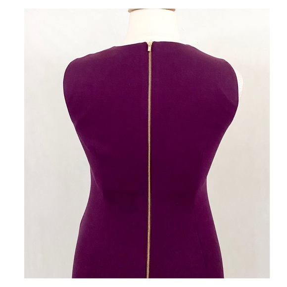 Calvin Klein Sleeveless Eggplant Gold Rivet Dress - Picture 7 of 11